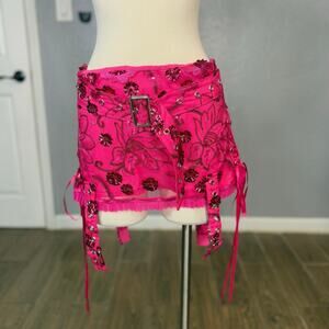 Dolls Kill CLub EXX Fire Alchemy Mini Skirt, Pink, XXL